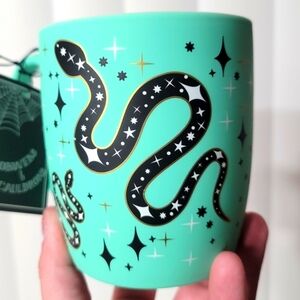 Cobwebs & Cauldrons Matte Snake Neon Green Halloween Mug NWT